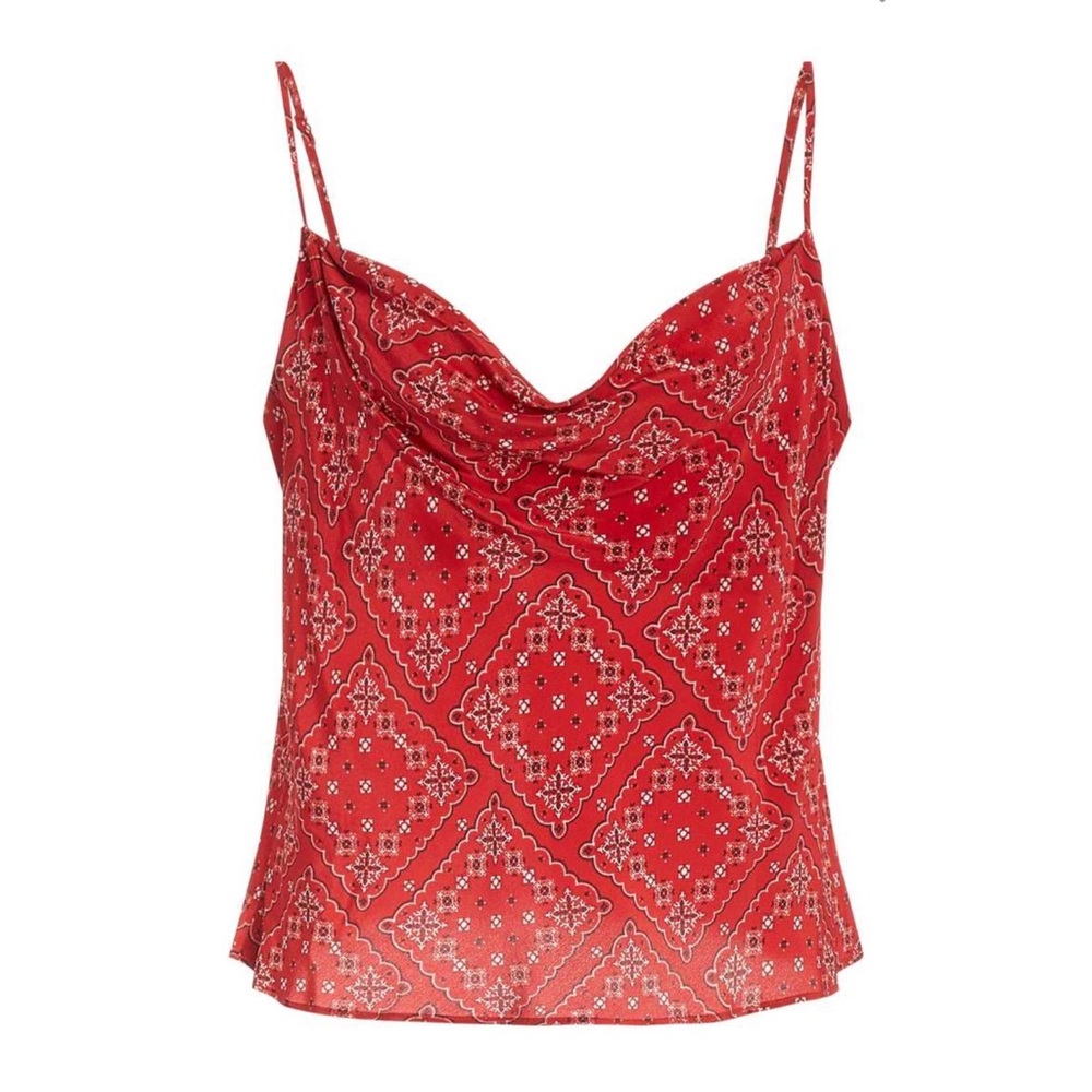 Rixo Red Jill Paisley-Print Silk-Crepe Camisole